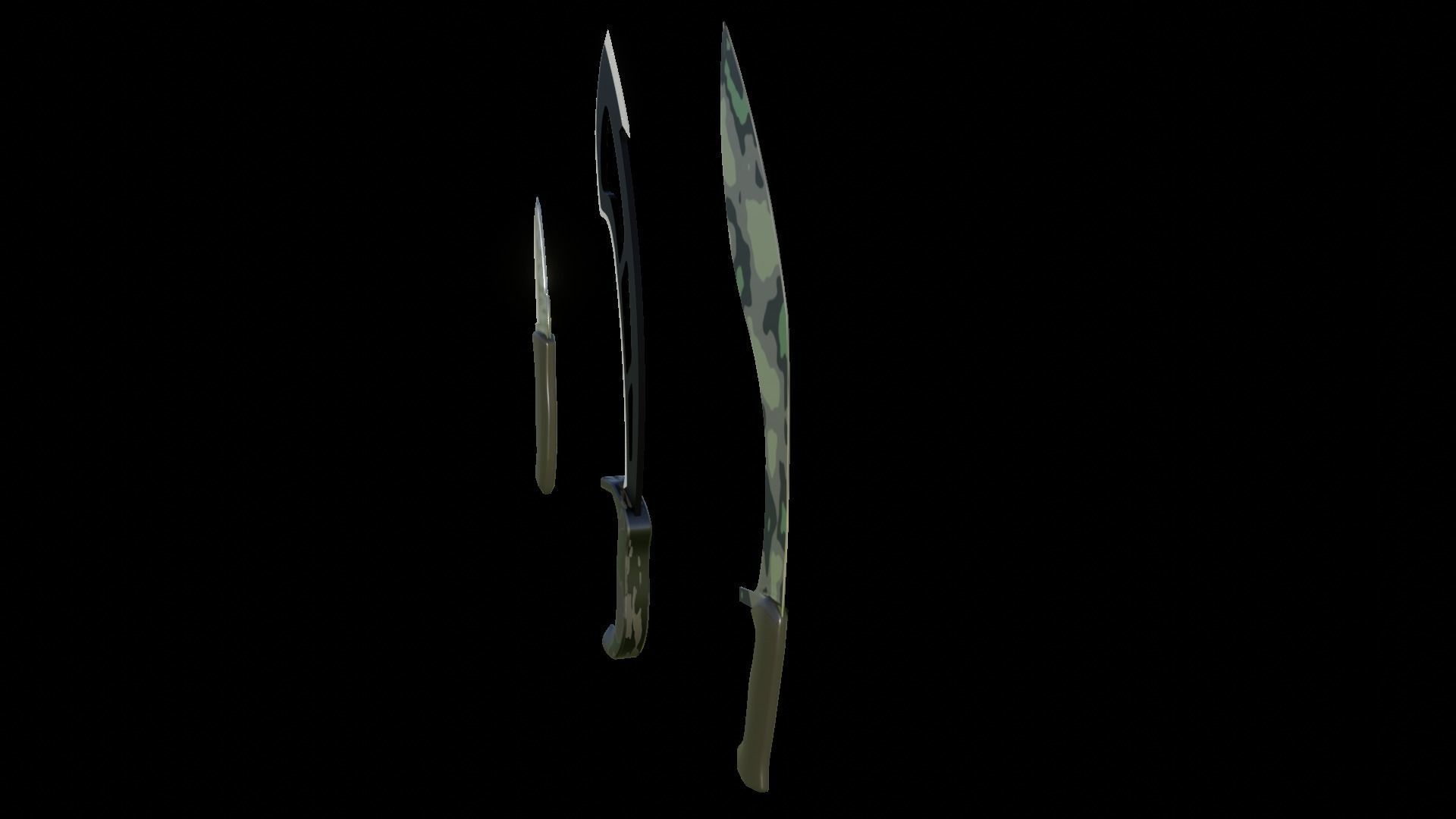 Knifes Low-poly 3D model_2