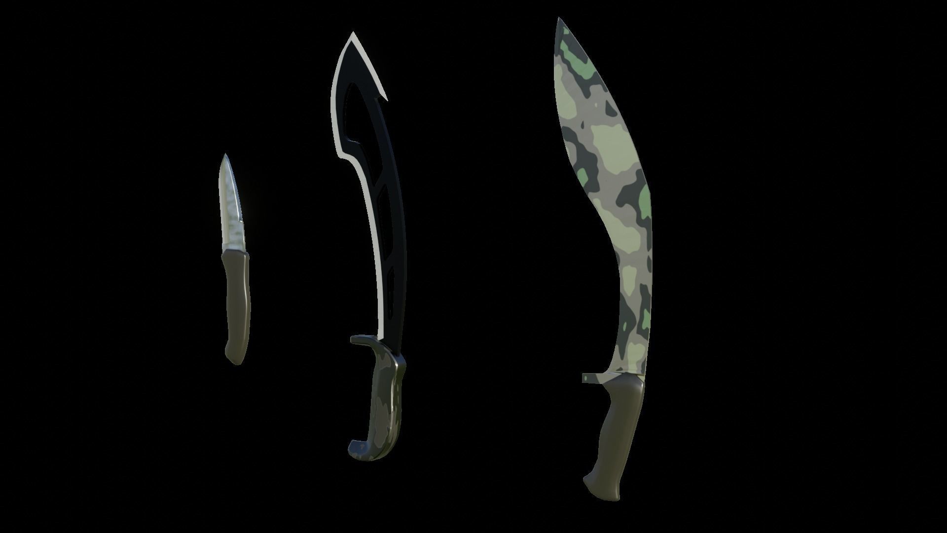 Knifes Low-poly 3D model_1