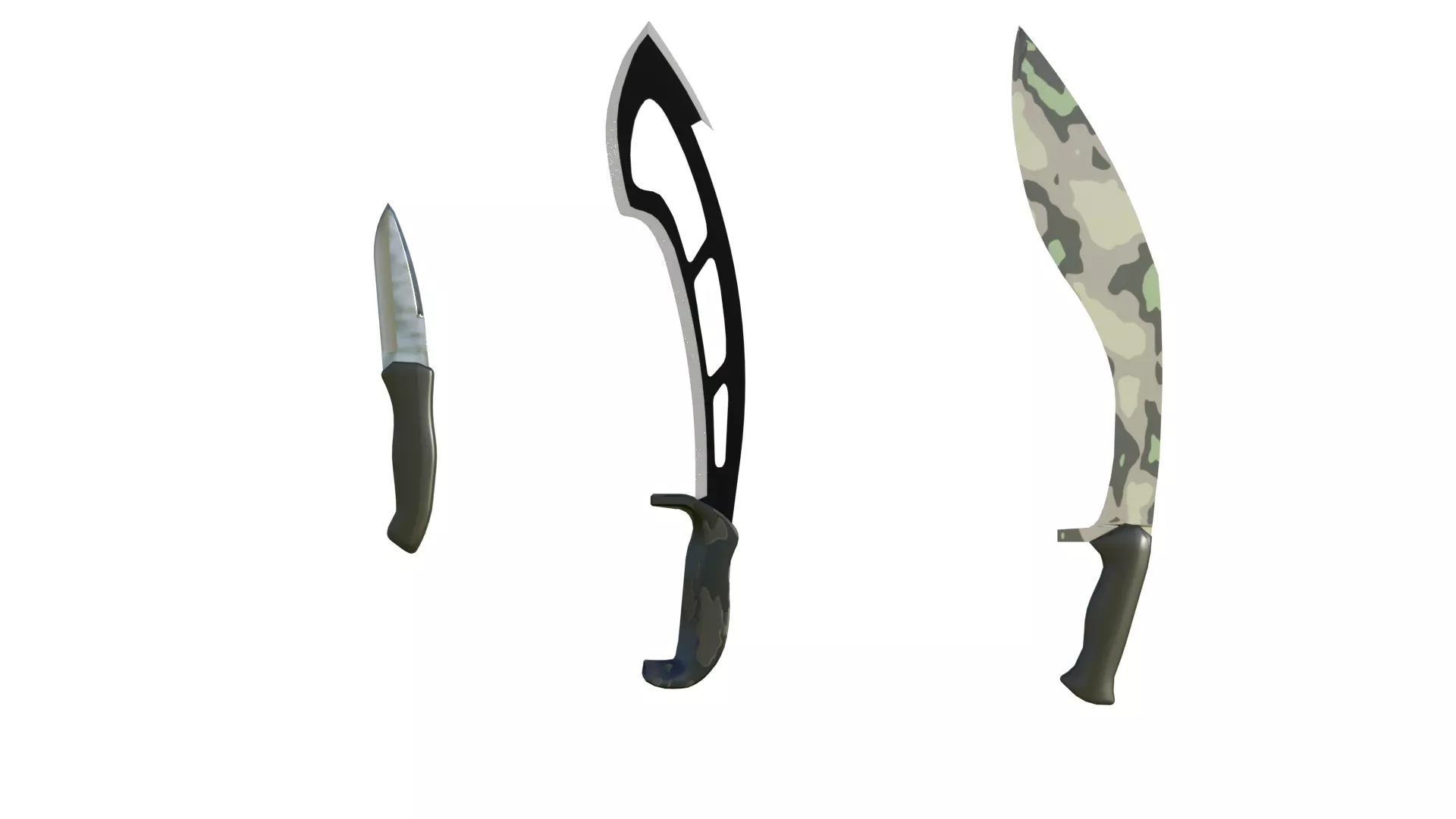 Knifes Low-poly 3D model_0