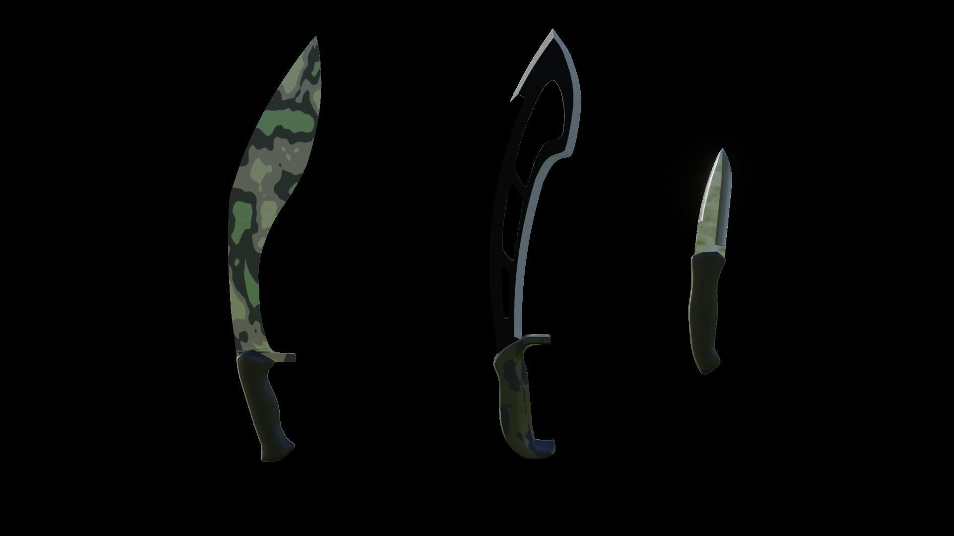 Knifes Low-poly 3D model_4