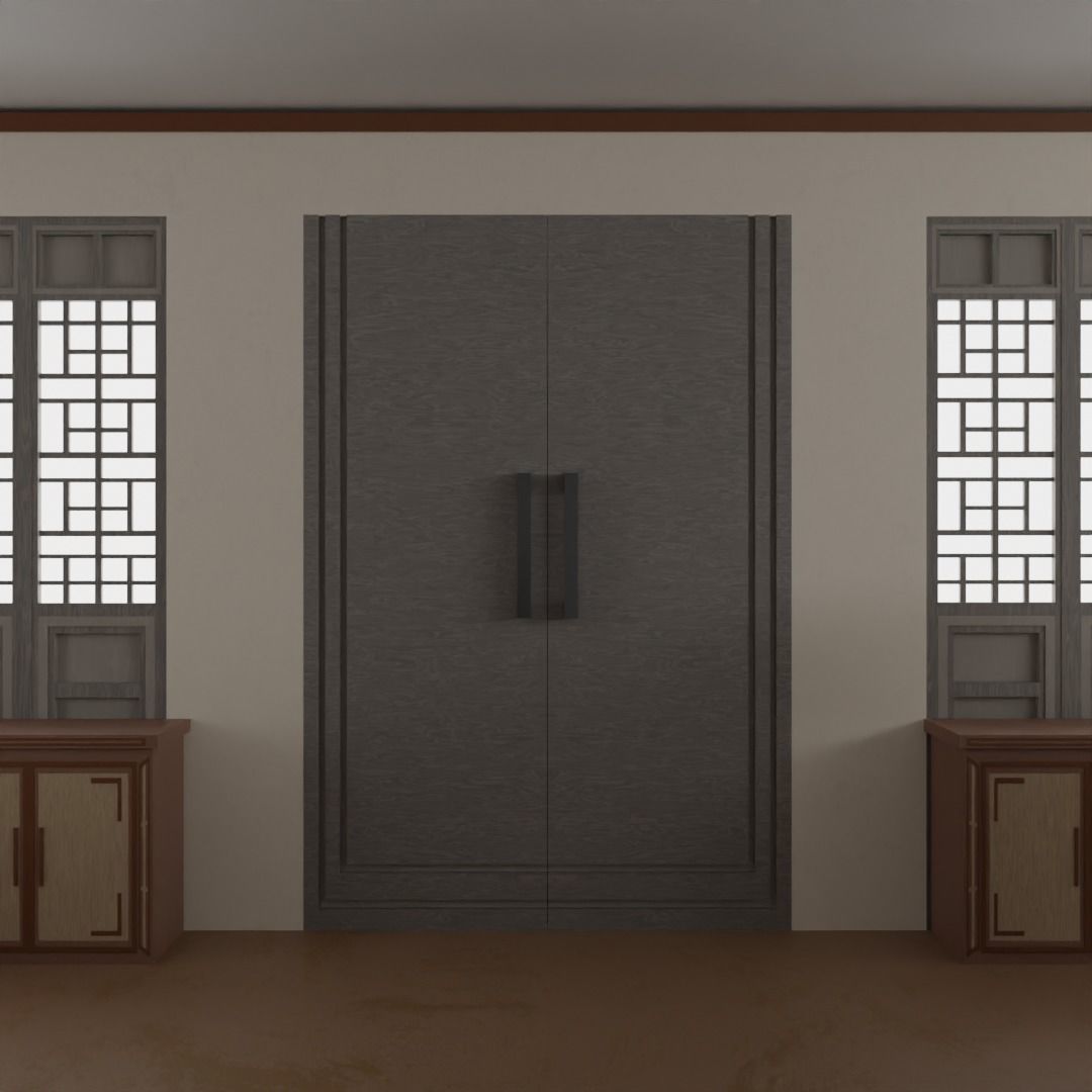 Chinese Window - Low Poly Type 1 Low-poly 3D model_10