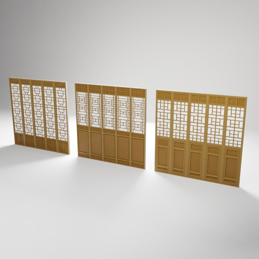 Chinese Window - Low Poly Type 1 Low-poly 3D model_2