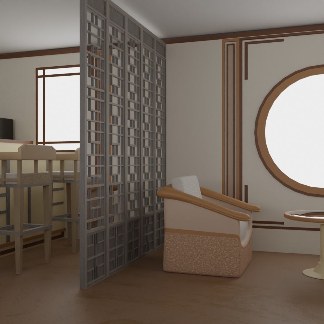 Chinese Window - Low Poly Type 1 Low-poly 3D model_9