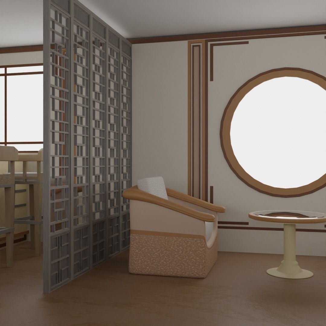 Chinese Window - Low Poly Type 1 Low-poly 3D model_11
