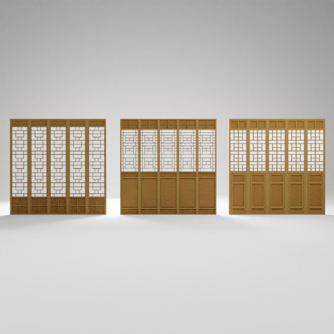 Chinese Window - Low Poly Type 1 Low-poly 3D model_4