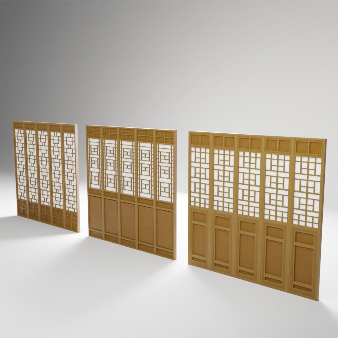 Chinese Window - Low Poly Type 1 Low-poly 3D model_3