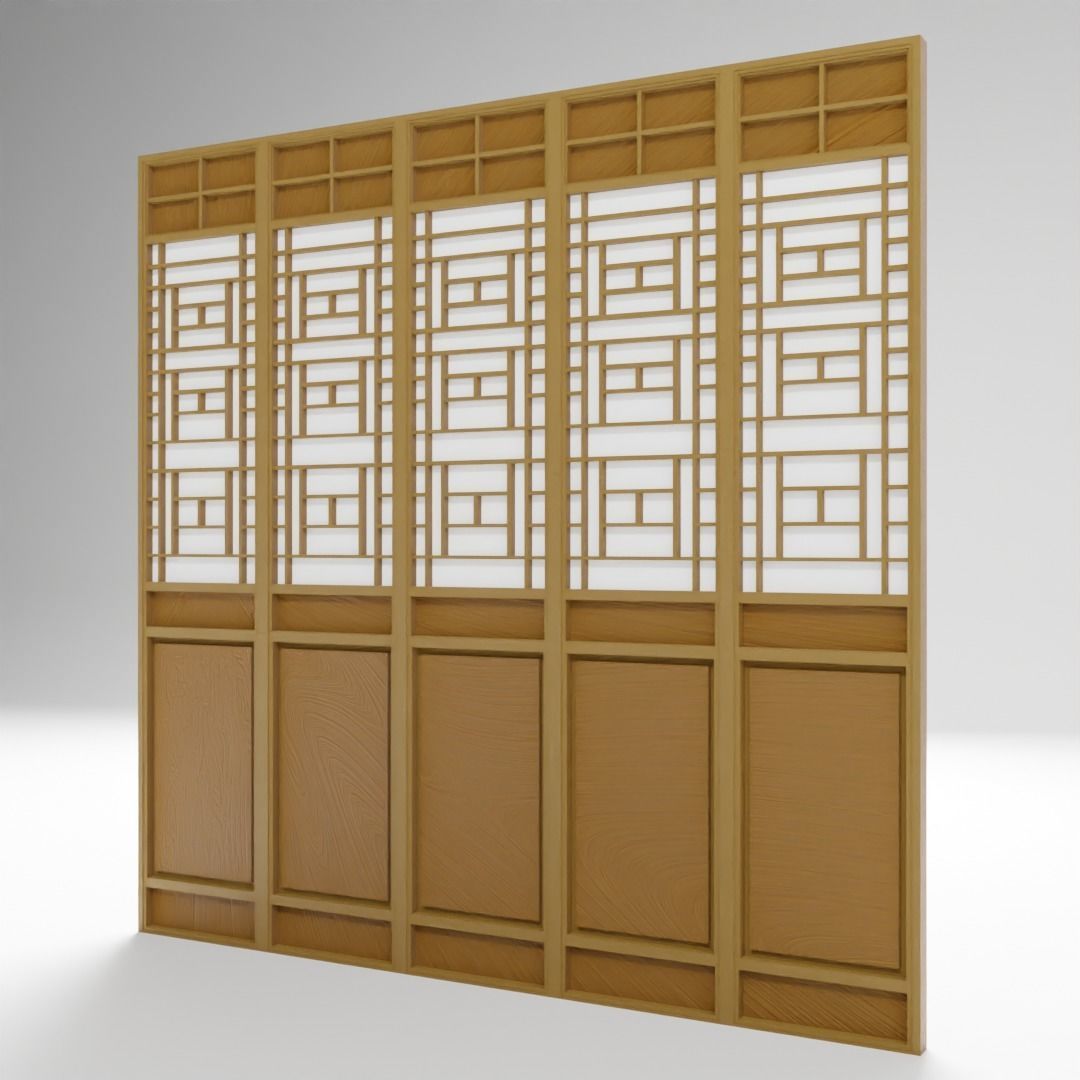 Chinese Window - Low Poly Type 1 Low-poly 3D model_7
