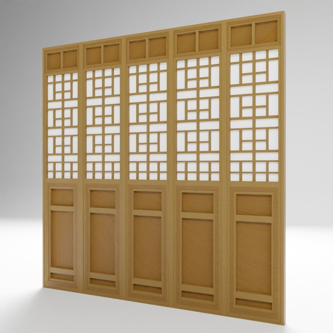 Chinese Window - Low Poly Type 1 Low-poly 3D model_5