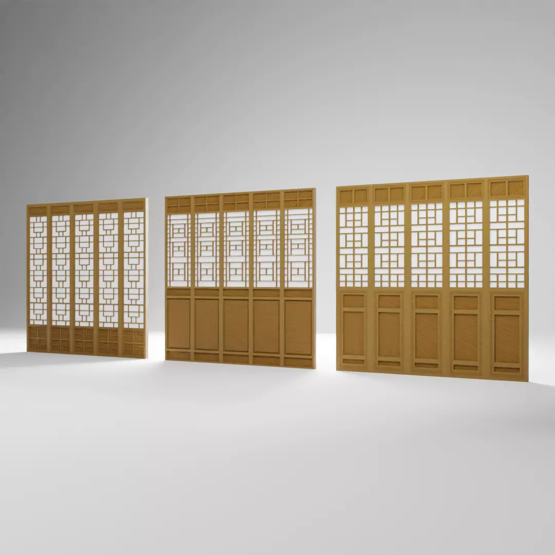 Chinese Window - Low Poly Type 1 Low-poly 3D model_0