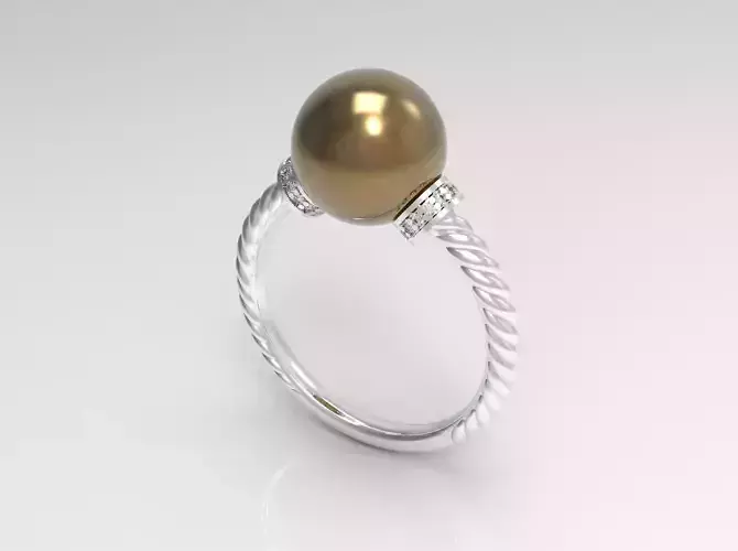 Fashion Ring with Pearl and diamonds 