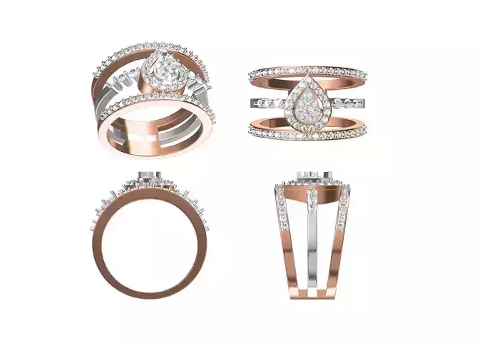 Wedding Engagement Women Ring STL FBX JCD Details