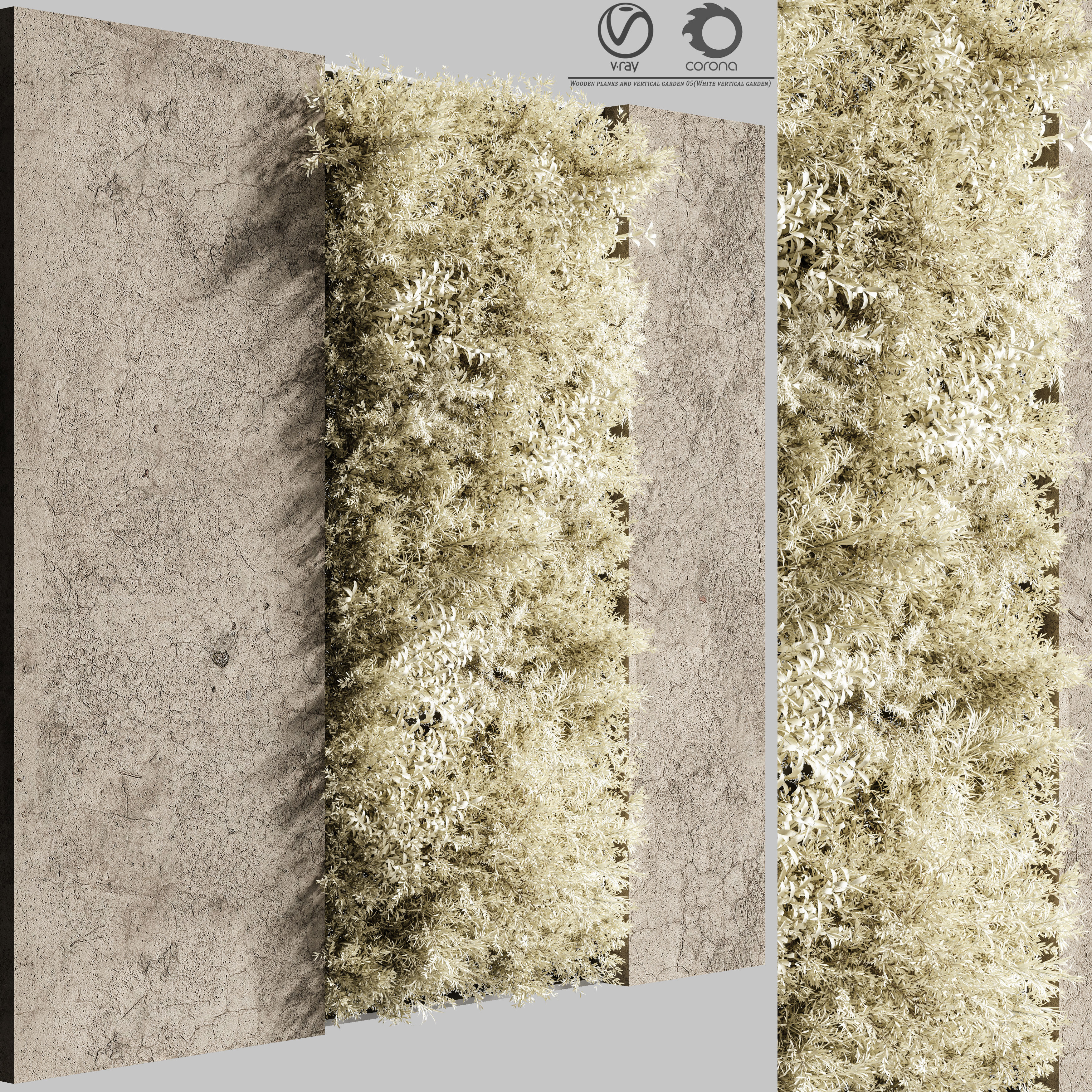 Concrete and vertical garden 04 White vertical garden  3D model_1