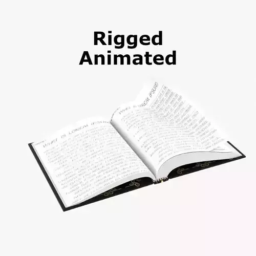 Black Cover Rigged Book Low-poly 3D model