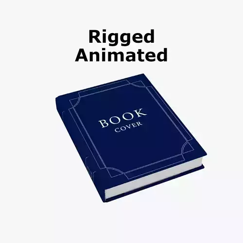 Blue Cover Rigged Book Low-poly 3D model