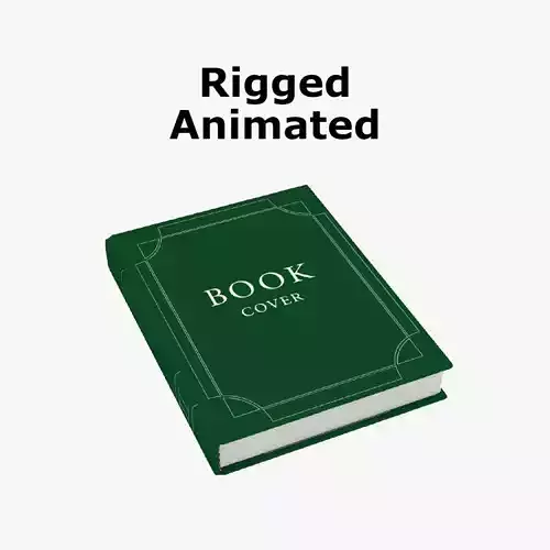 Green Cover Rigged Book Low-poly 3D model
