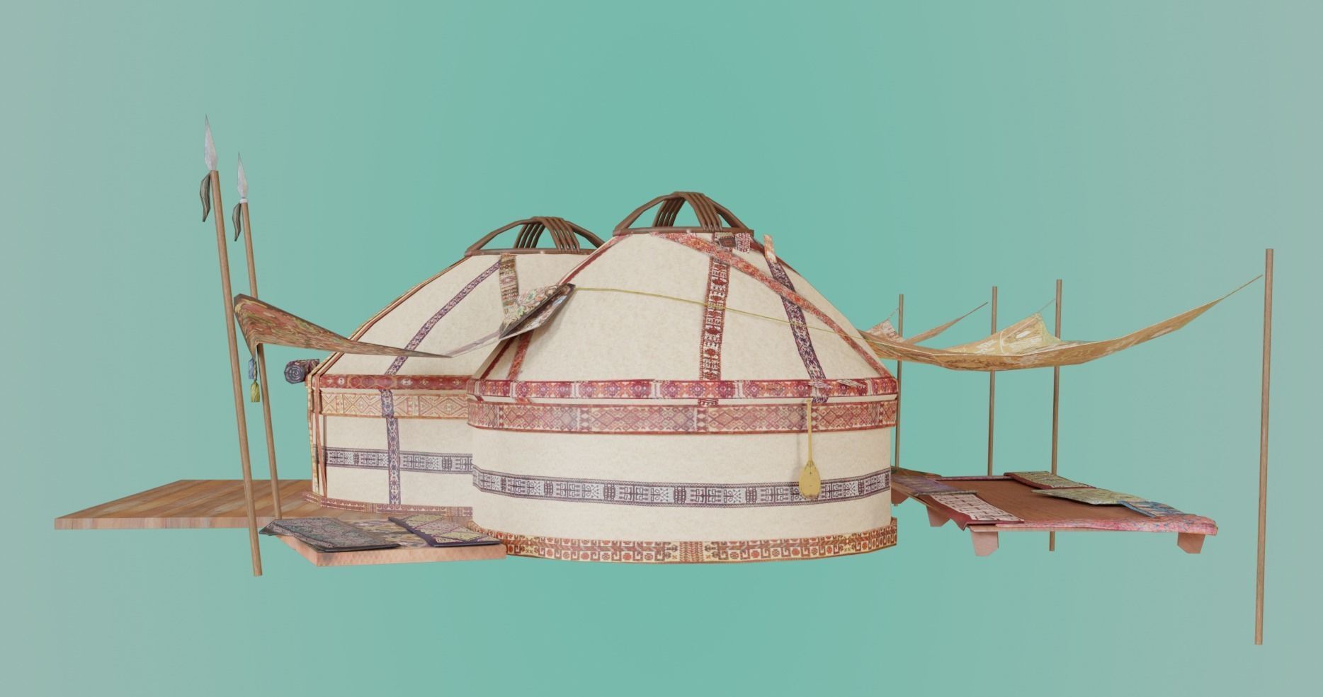 3 Yurts - Low Poly Game Ready Low-poly 3D model_4