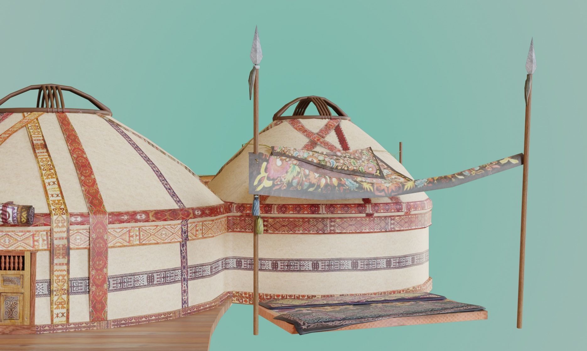 3 Yurts - Low Poly Game Ready Low-poly 3D model_8