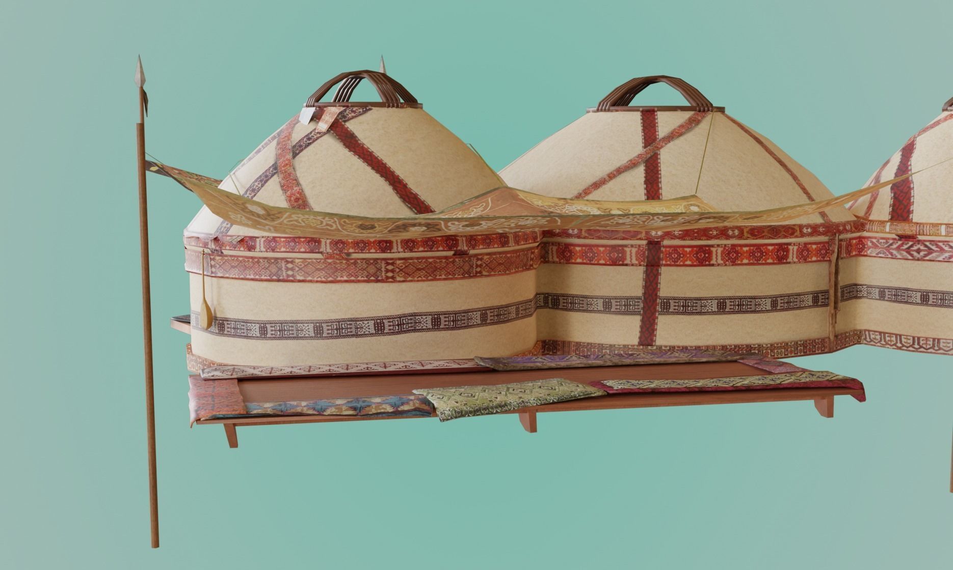 3 Yurts - Low Poly Game Ready Low-poly 3D model_9