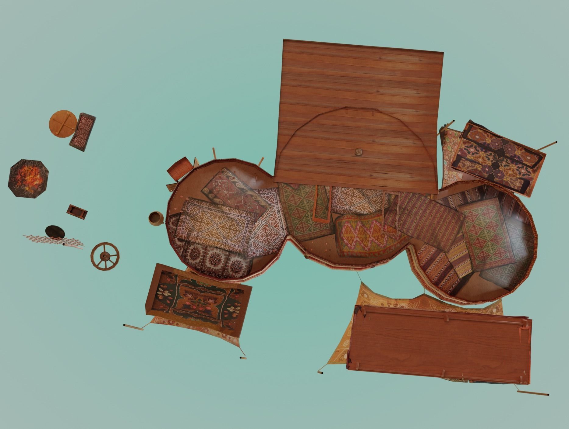 3 Yurts - Low Poly Game Ready Low-poly 3D model_6