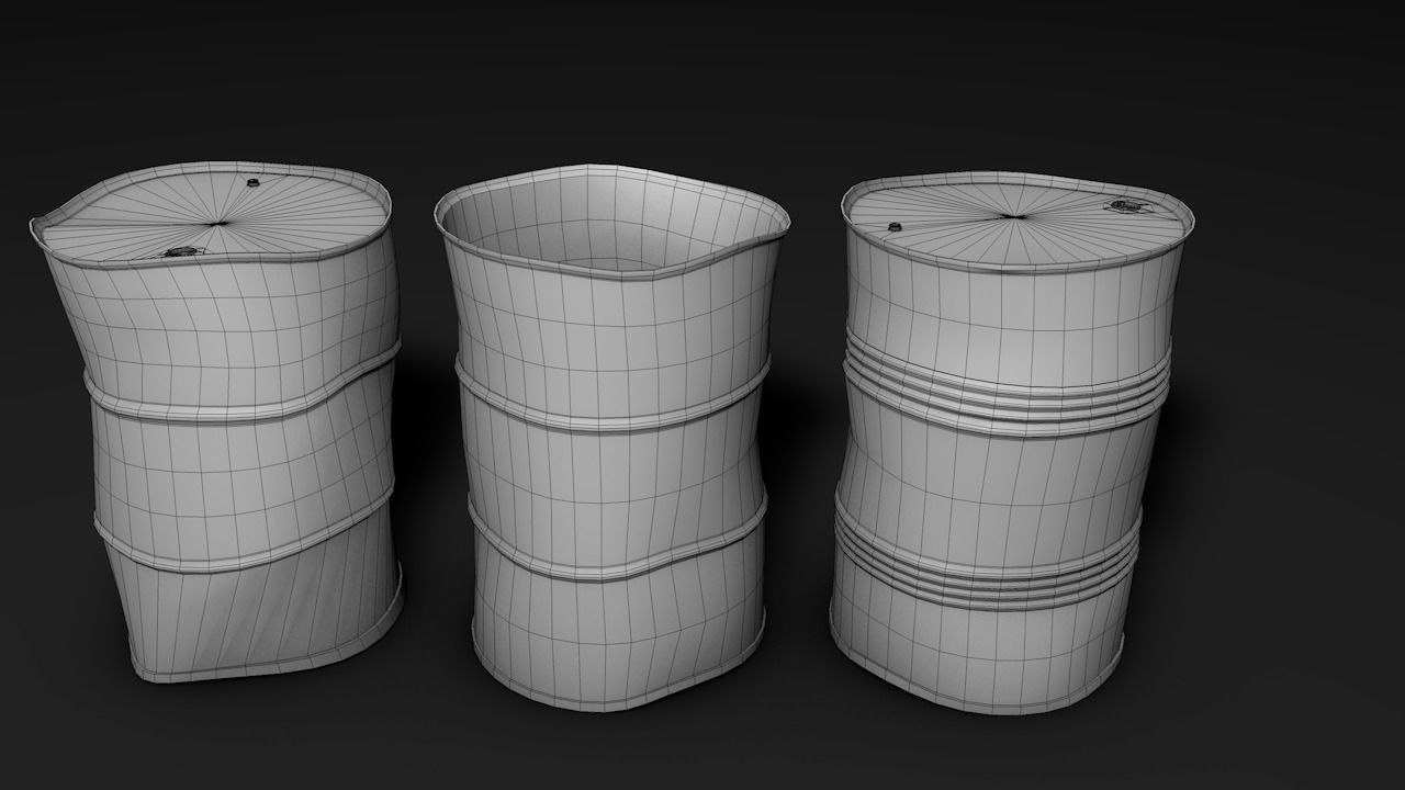 Set of crush barrels Free low-poly 3D model_1