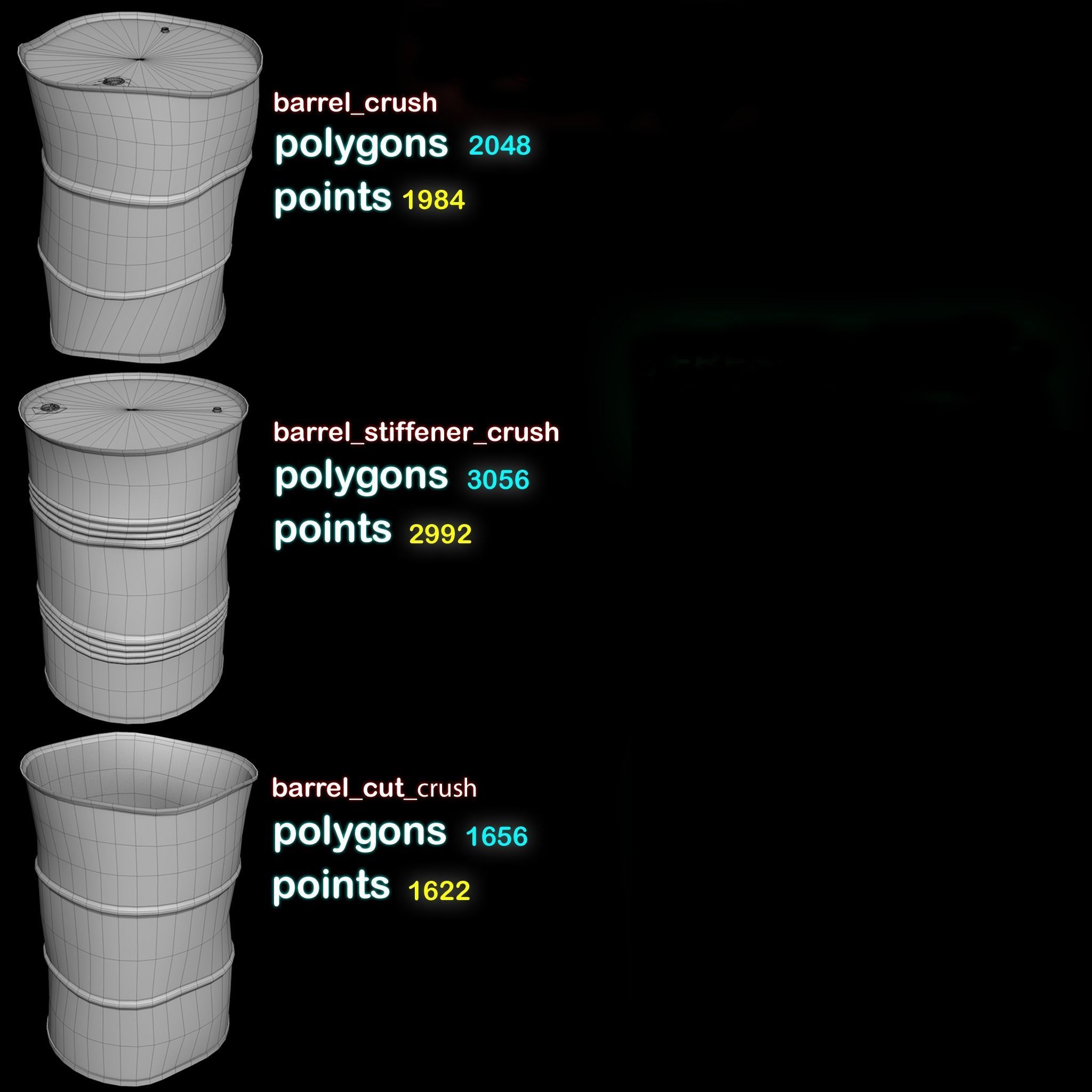 Set of crush barrels Free low-poly 3D model_4
