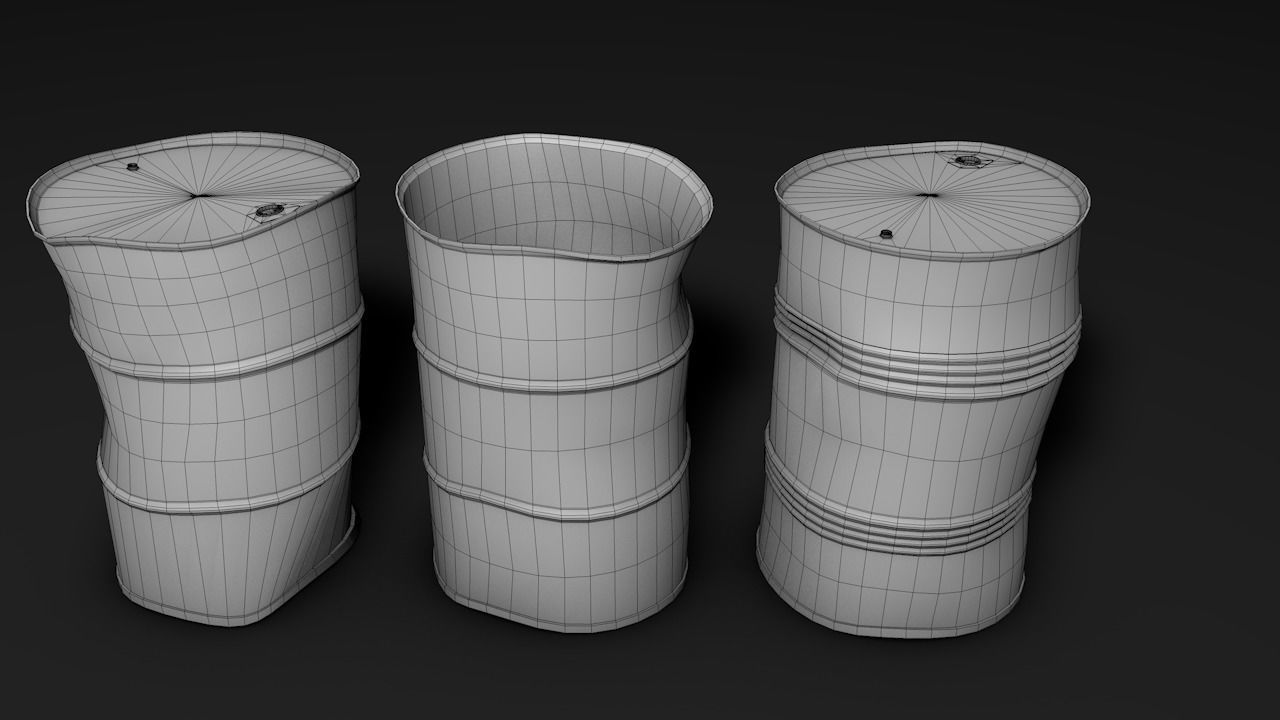 Set of crush barrels Free low-poly 3D model_3