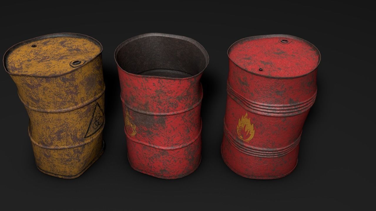 Set of crush barrels Free low-poly 3D model_2