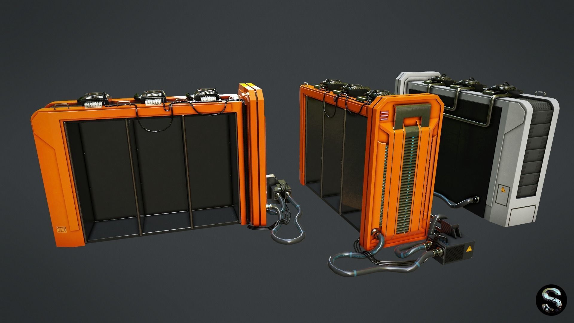 Sci-Fi Server Low-poly 3D model_1