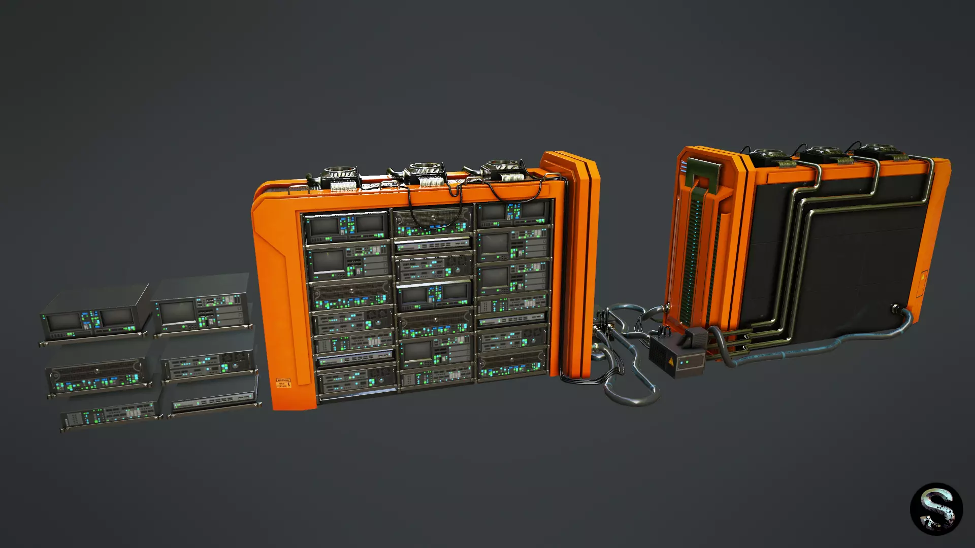 Sci-Fi Server Low-poly 3D model_0