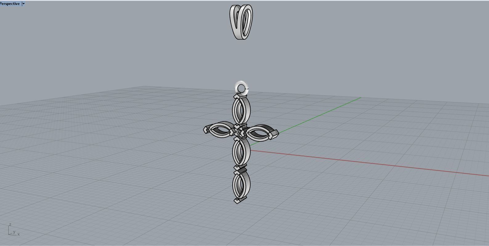 Fashion  Cross pendant with marquise stone and diamon 3D print model_4