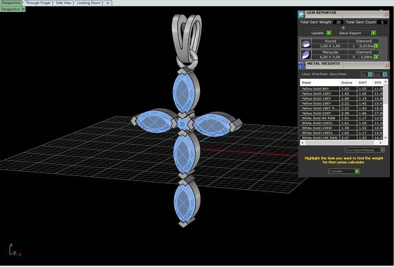 Fashion  Cross pendant with marquise stone and diamon 3D print model_8