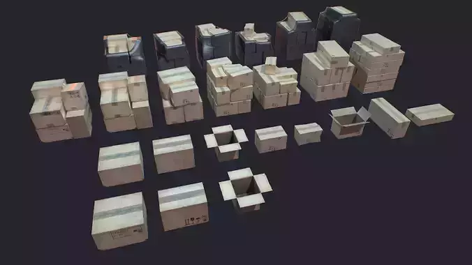 Carton Box Low-poly 3D model