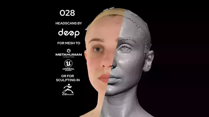 European Female 20s head scan 028 3D model