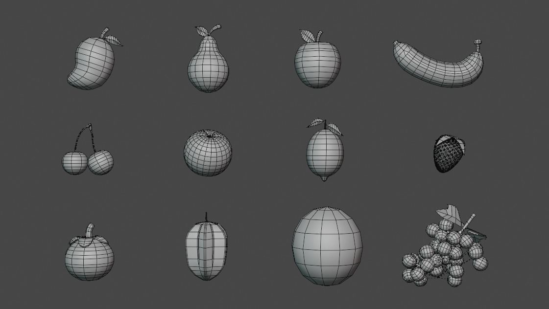 Fruit Low-poly 3D model_3