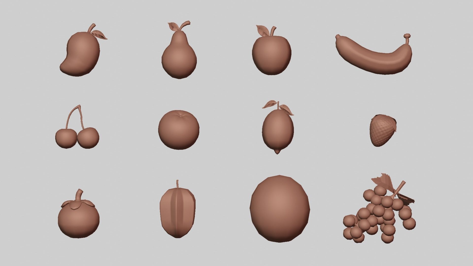 Fruit Low-poly 3D model_2