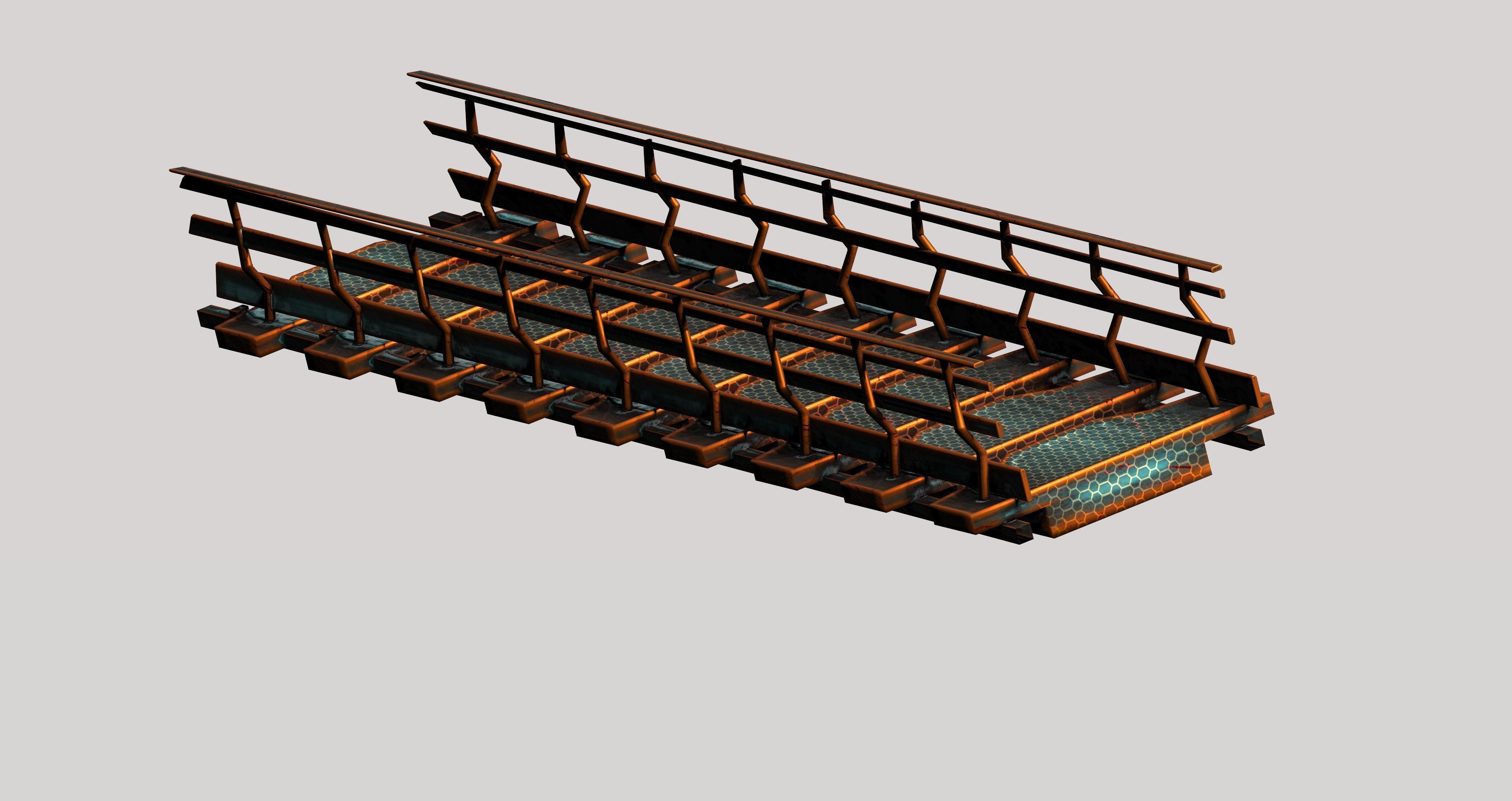 Sci-fi escalator stairs Low-poly 3D model_2