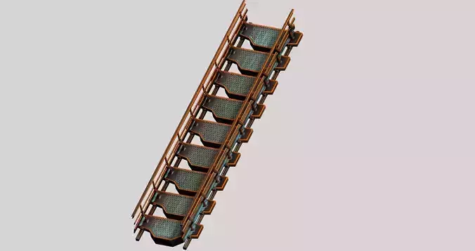 Sci-fi escalator stairs Low-poly 3D model
