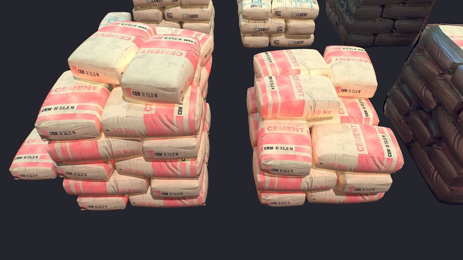 Concrete and Garbage Bags Low-poly 3D model_6