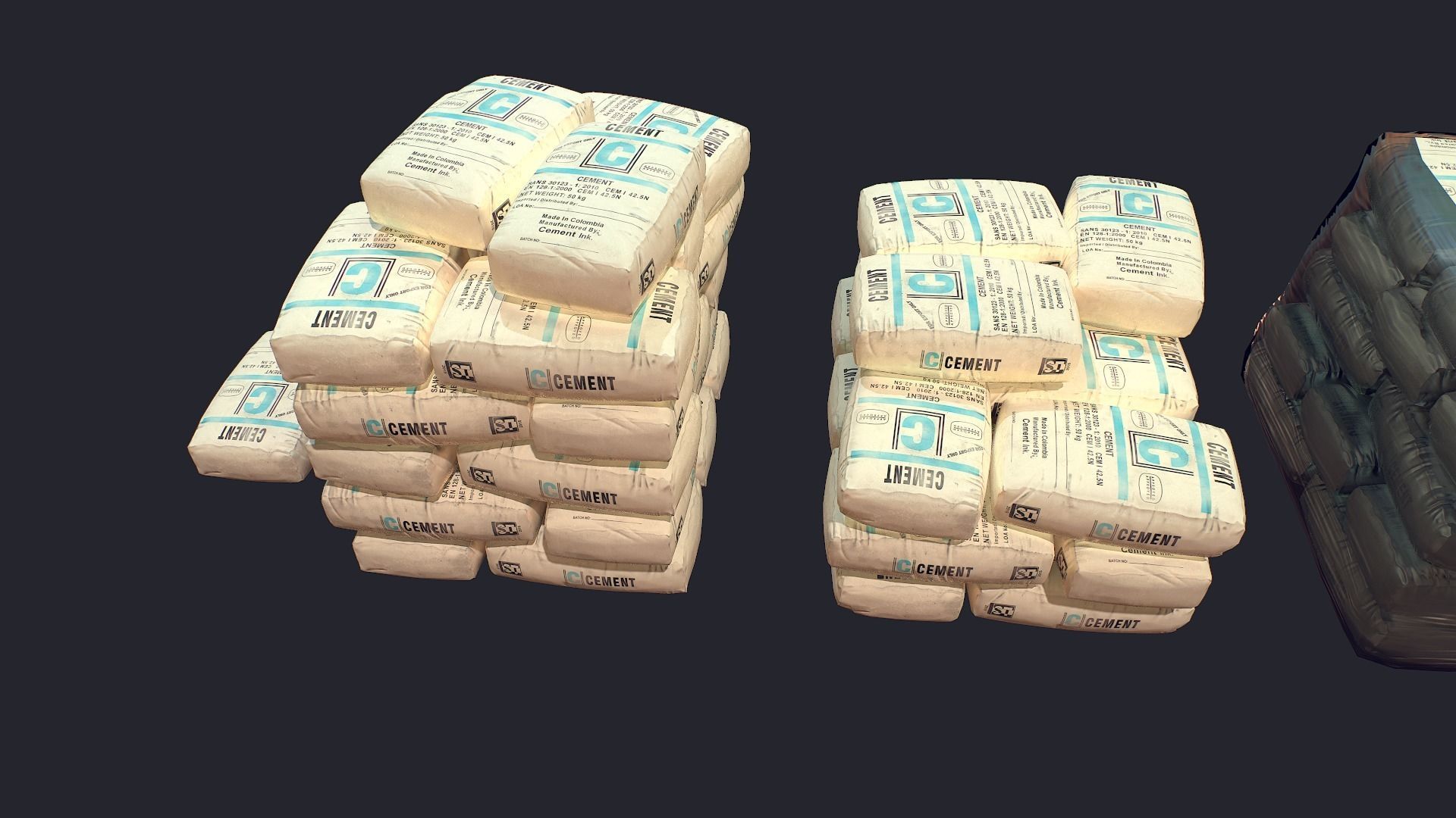Concrete and Garbage Bags Low-poly 3D model_3