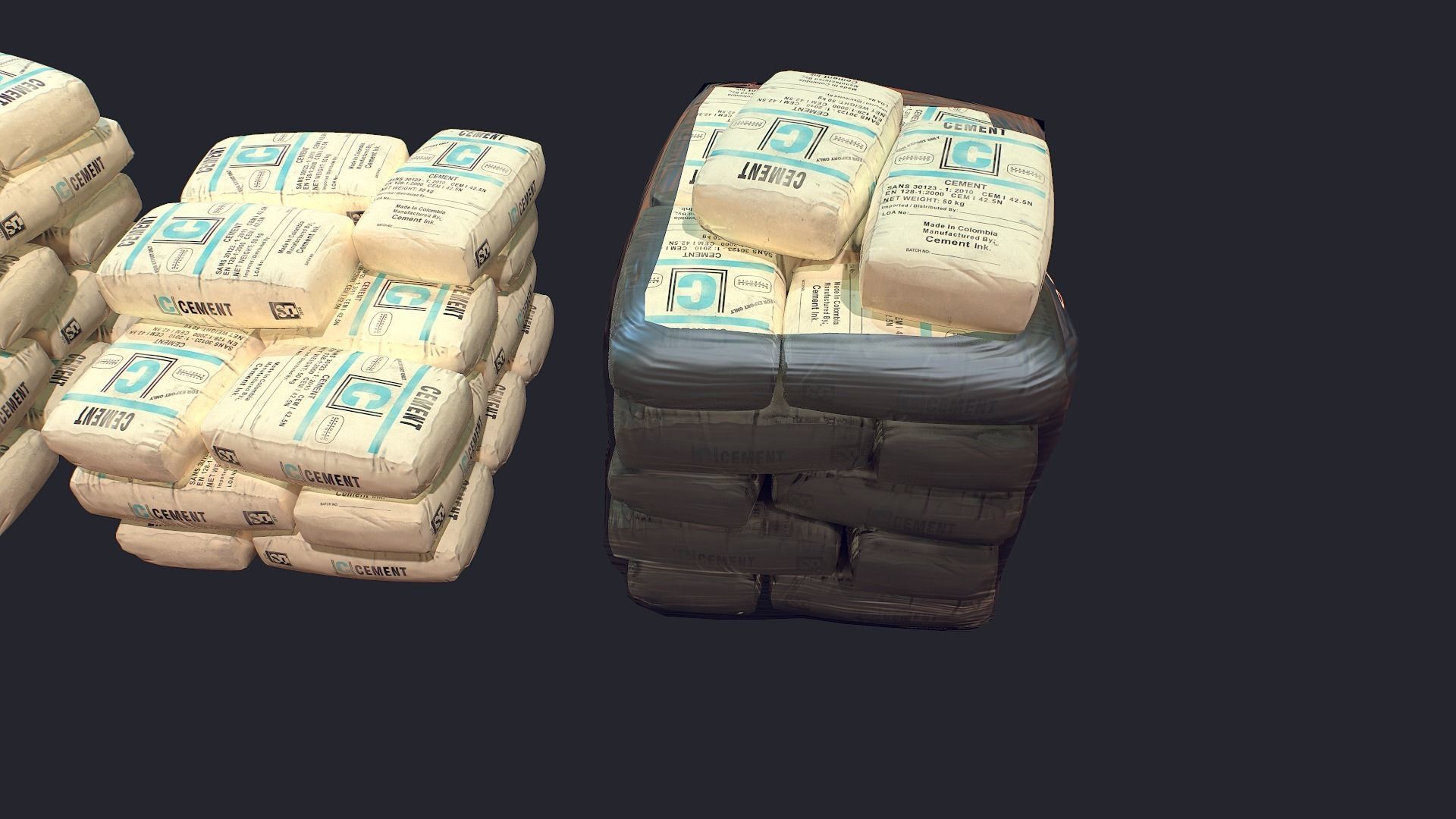 Concrete and Garbage Bags Low-poly 3D model_4