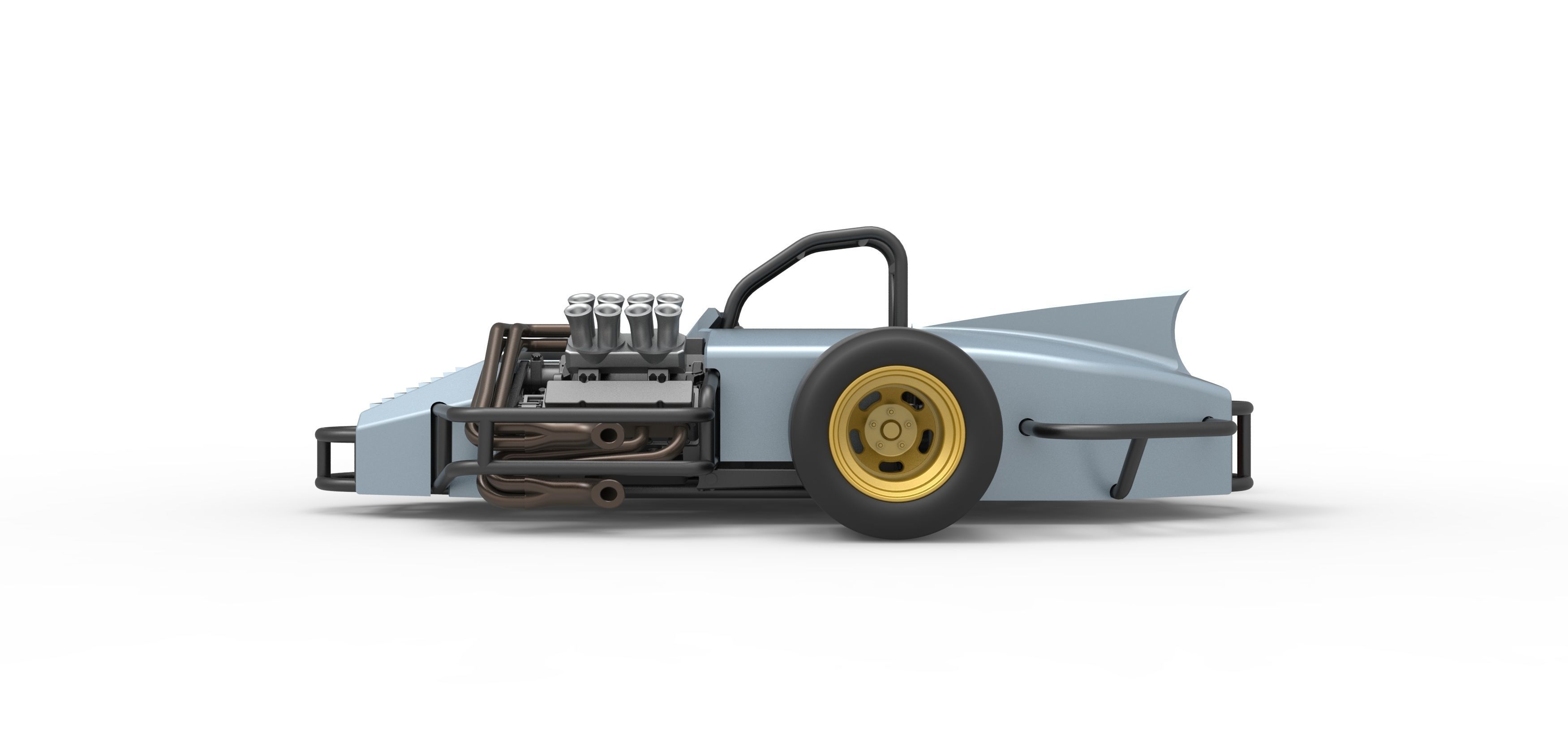 Supermodified 3-to-1 race car Scale 1 to 25 3D print model_9