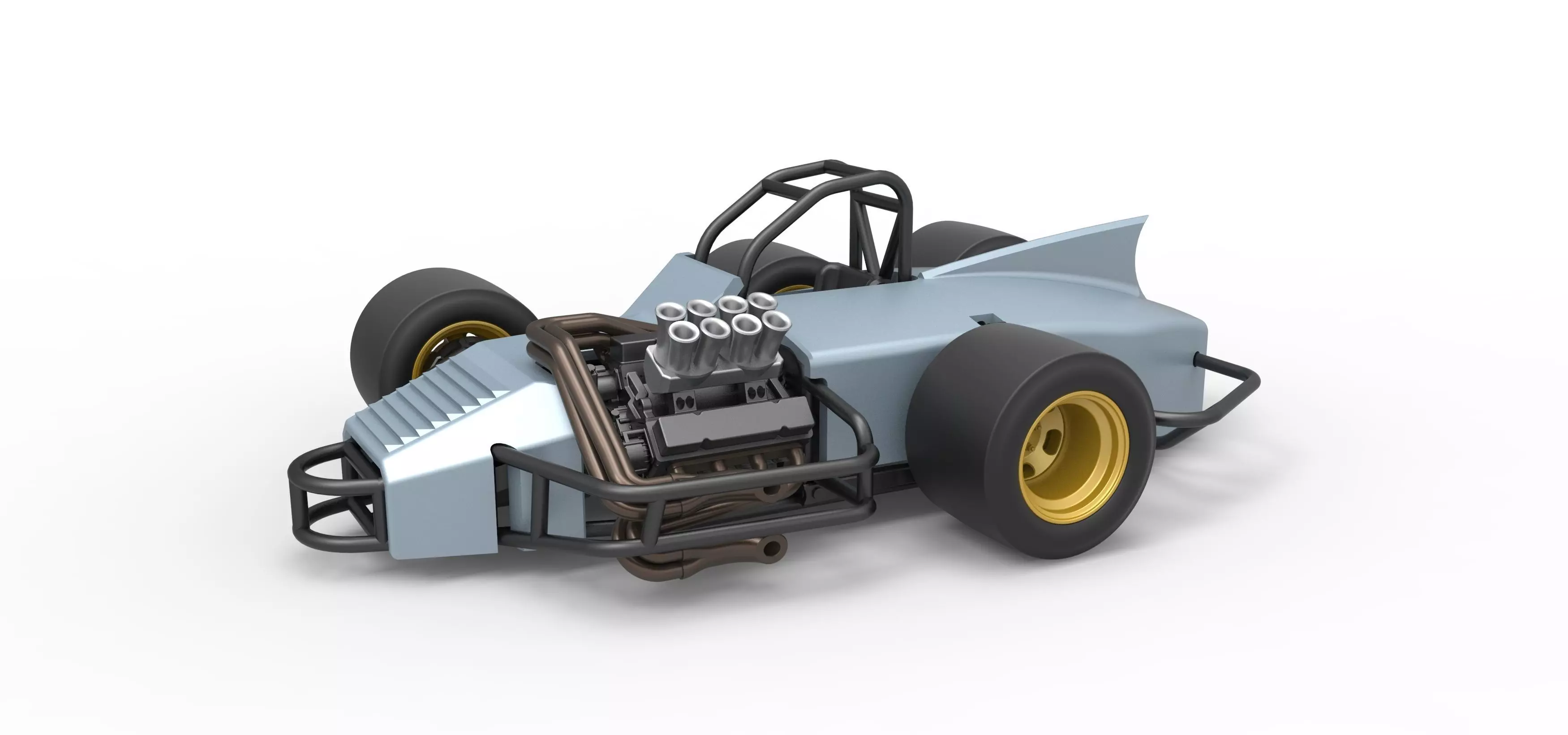Supermodified 3-to-1 race car Scale 1 to 25 3D print model_0