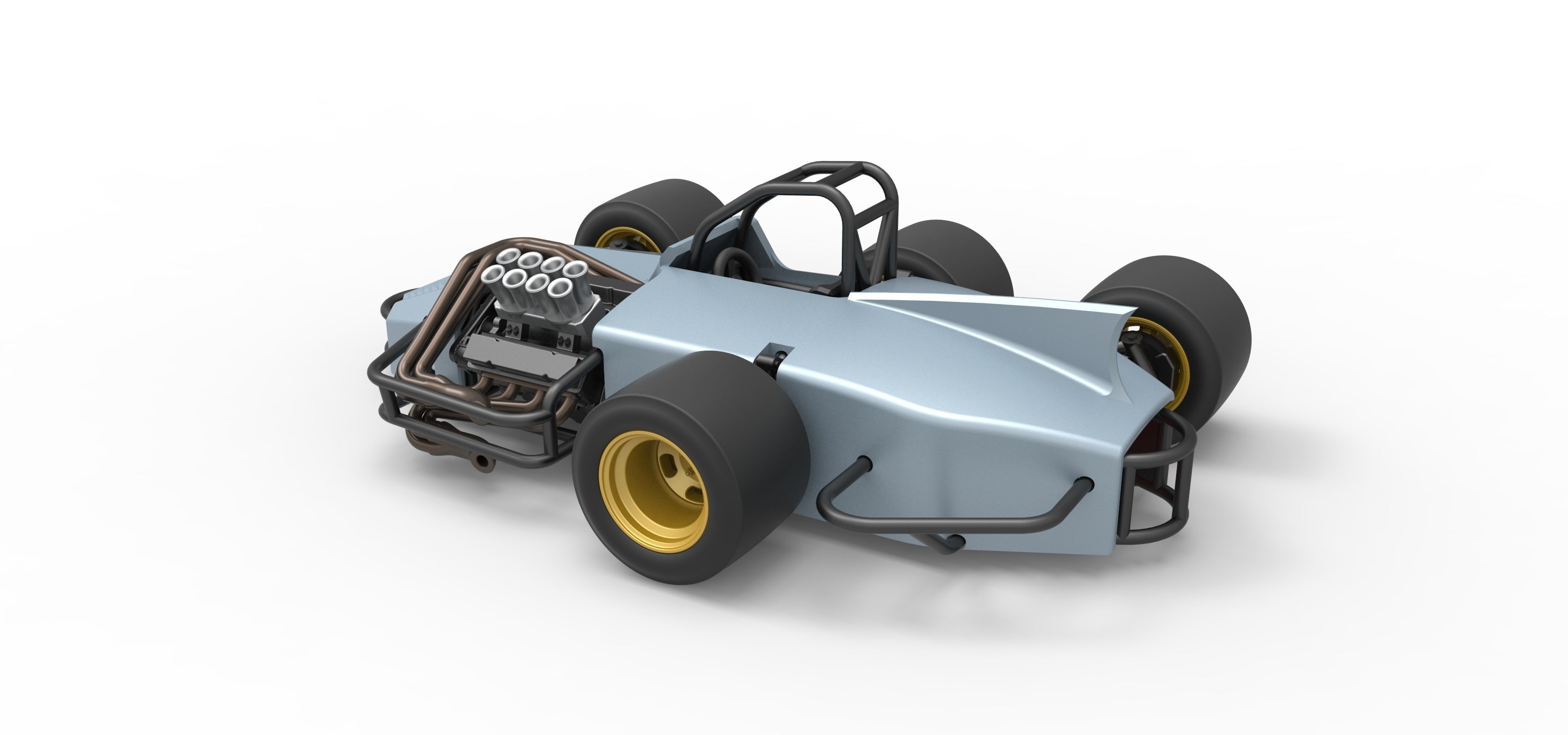 Supermodified 3-to-1 race car Scale 1 to 25 3D print model_12