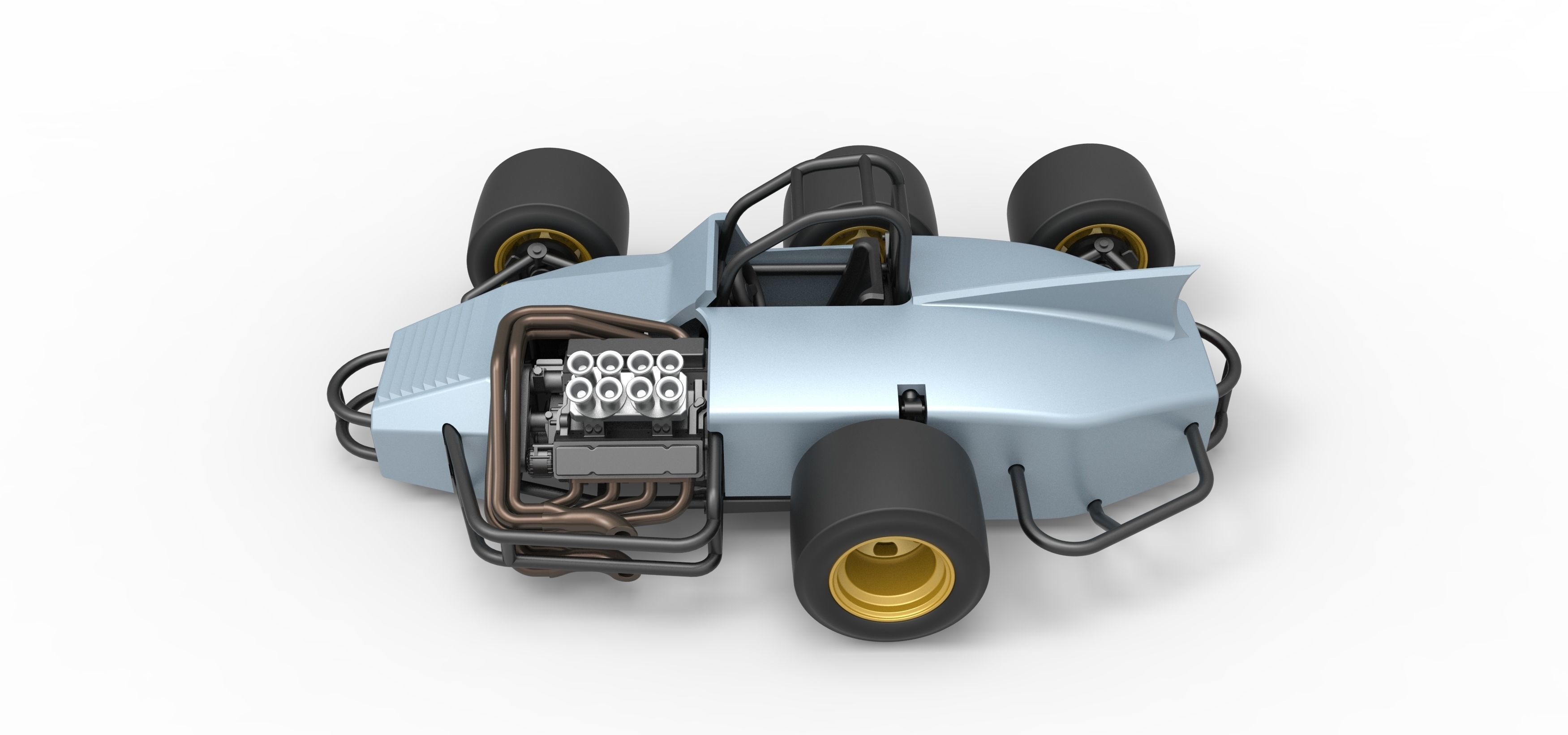 Supermodified 3-to-1 race car Scale 1 to 25 3D print model_10