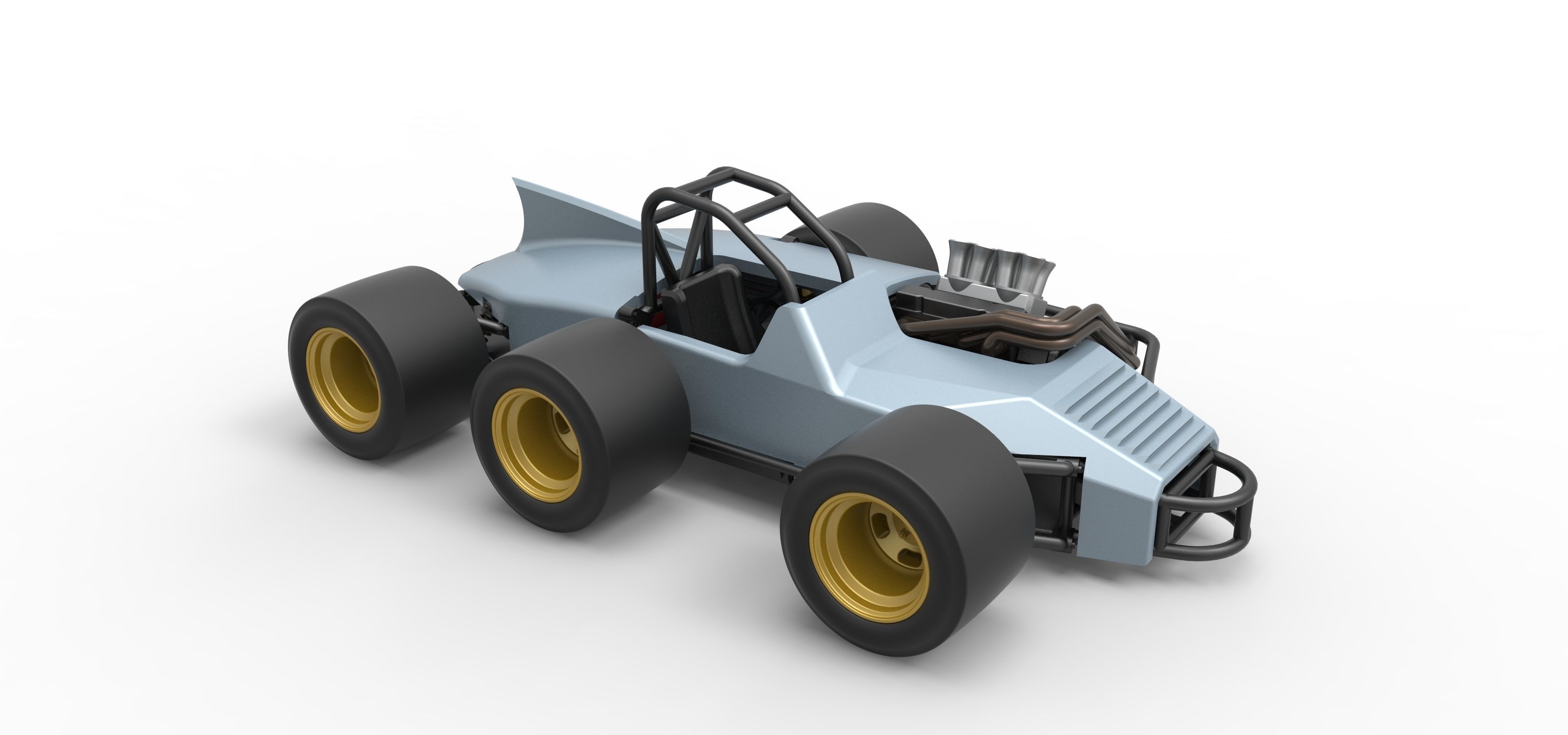 Supermodified 3-to-1 race car Scale 1 to 25 3D print model_21