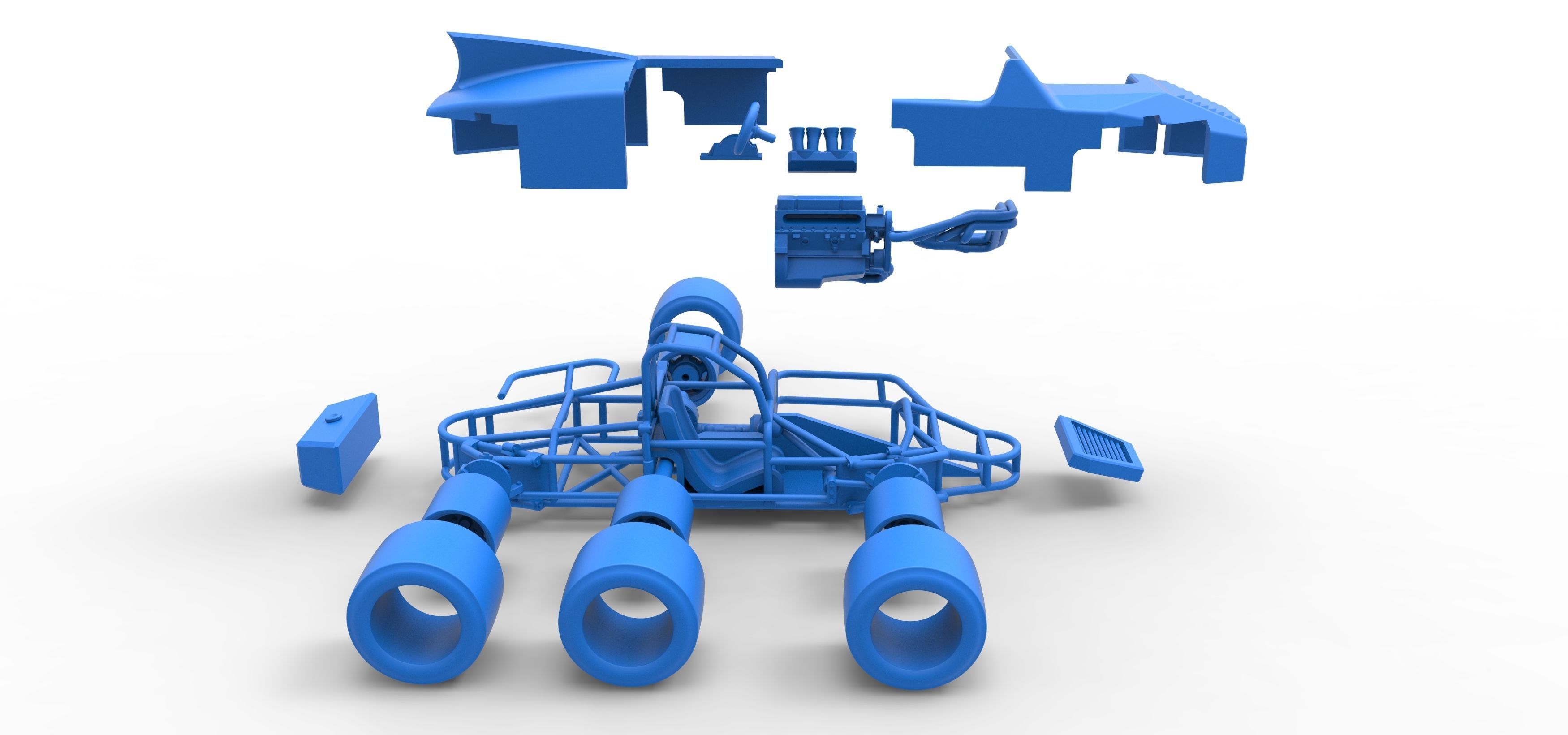 Supermodified 3-to-1 race car Scale 1 to 25 3D print model_57