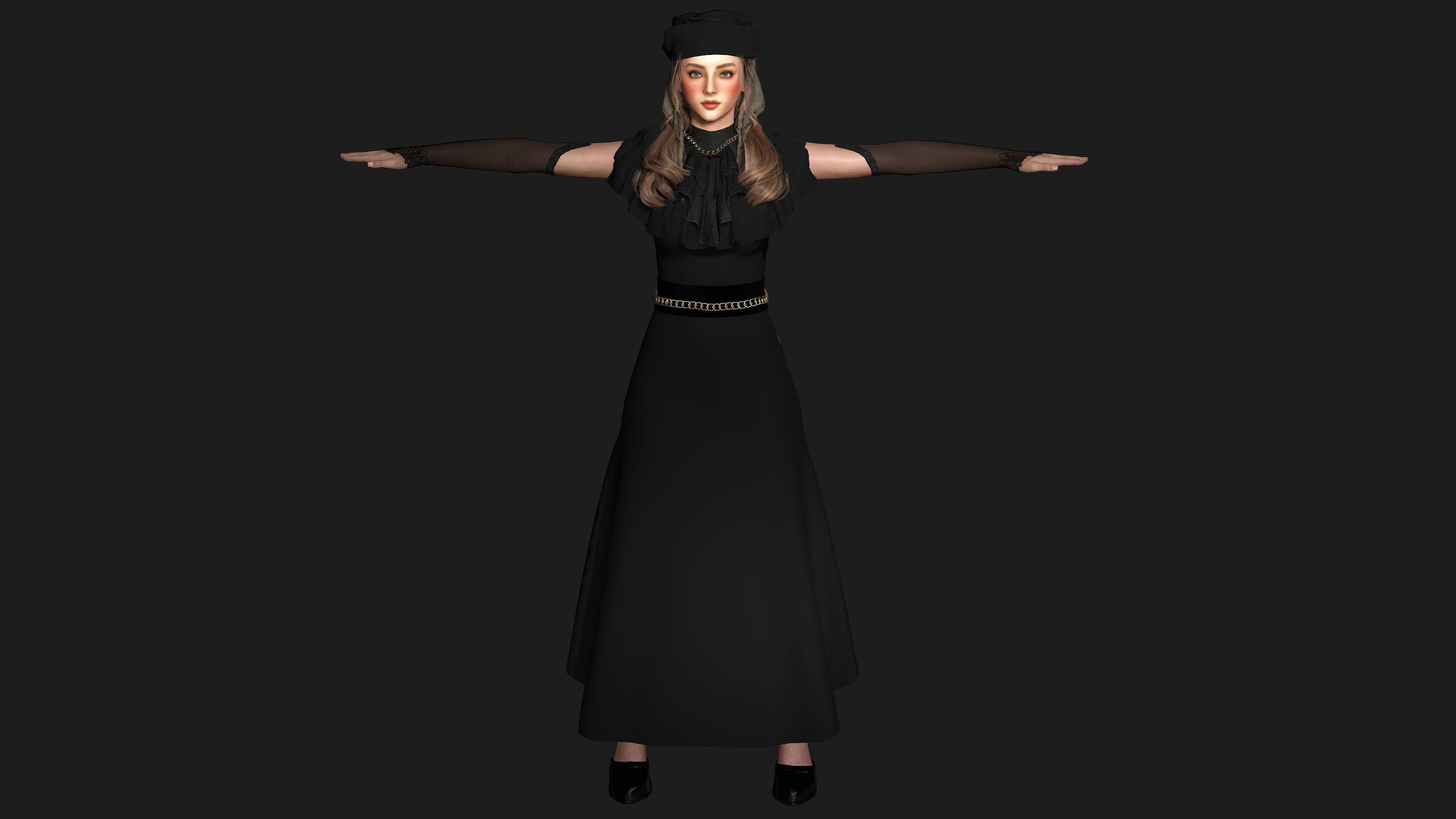 AAA 3D MEDIEVAL VICTORIAN DRESS STYLE -REALISTIC CHARACTER Low-poly 3D model_24