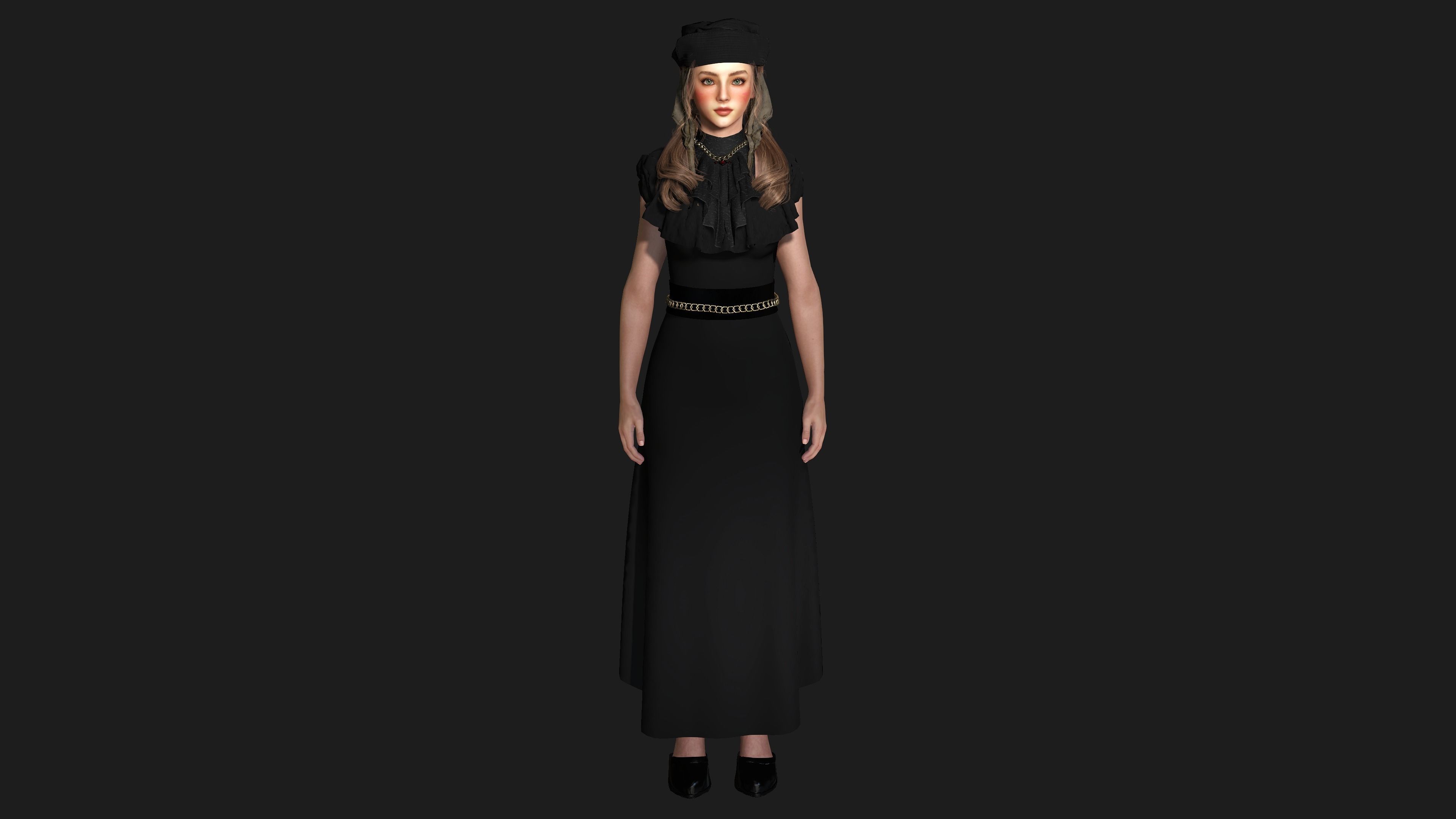 AAA 3D MEDIEVAL VICTORIAN DRESS STYLE -REALISTIC CHARACTER Low-poly 3D model_15