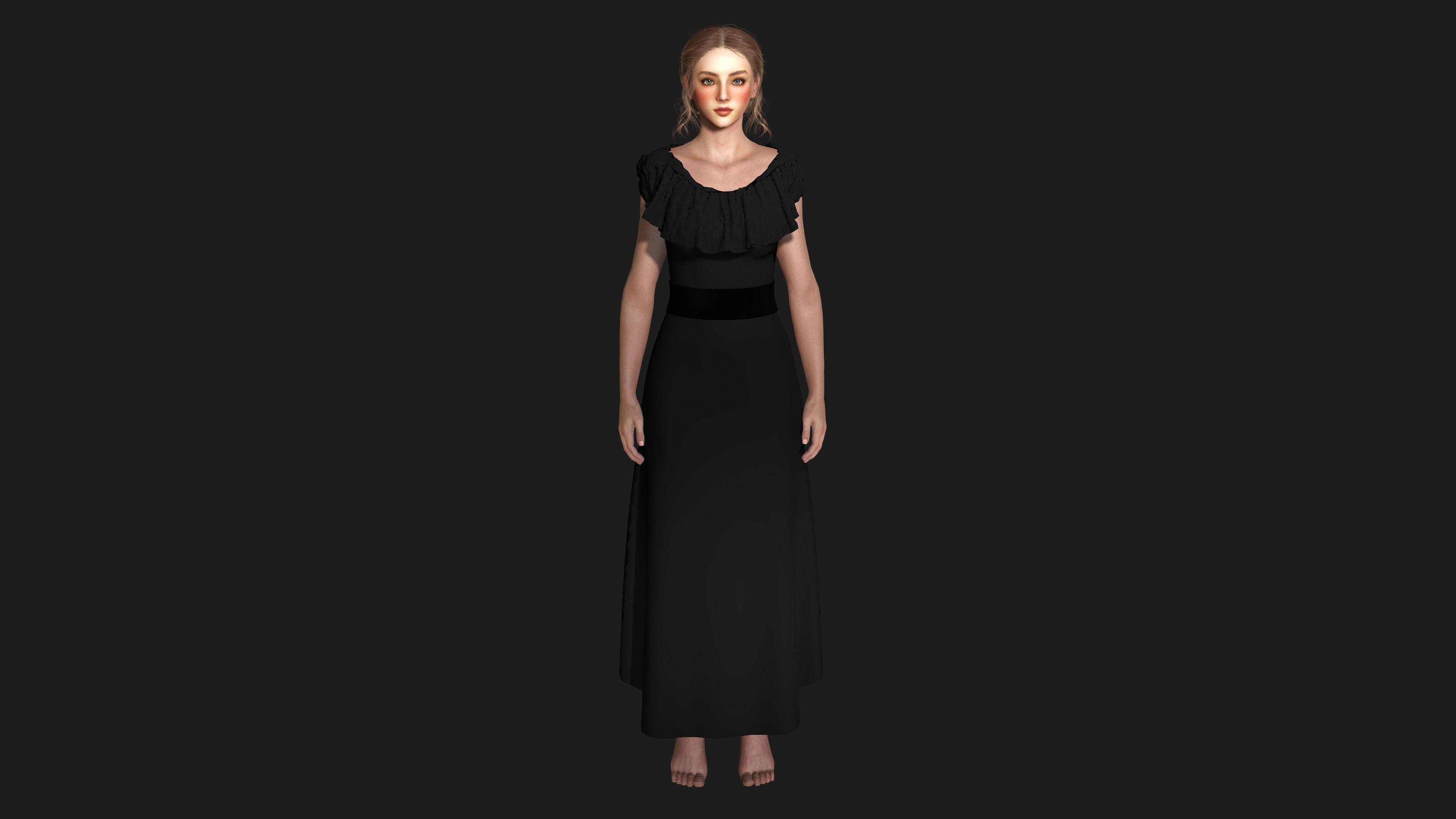 AAA 3D MEDIEVAL VICTORIAN DRESS STYLE -REALISTIC CHARACTER Low-poly 3D model_23