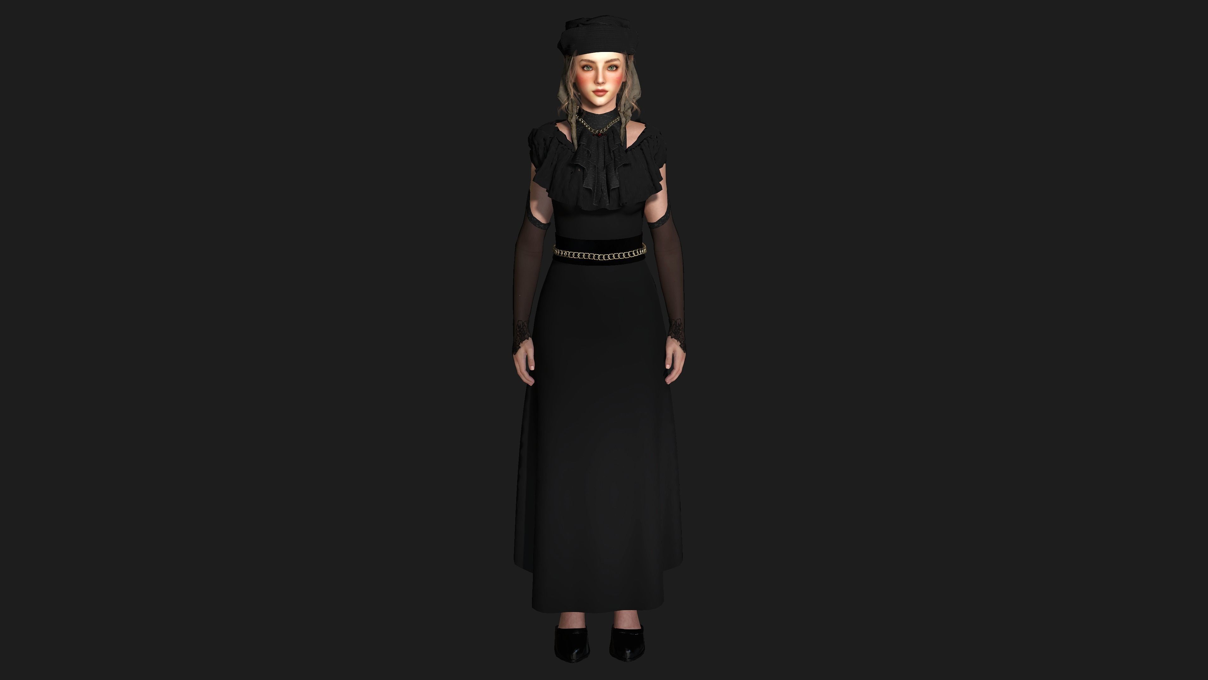 AAA 3D MEDIEVAL VICTORIAN DRESS STYLE -REALISTIC CHARACTER Low-poly 3D model_17